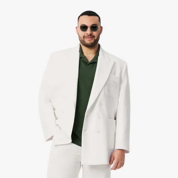 Blazer à double boutonnage pour homme avec écusson Heritage brodé