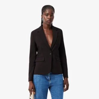 Blazer en laine slim fit avec logo brodé pour femme