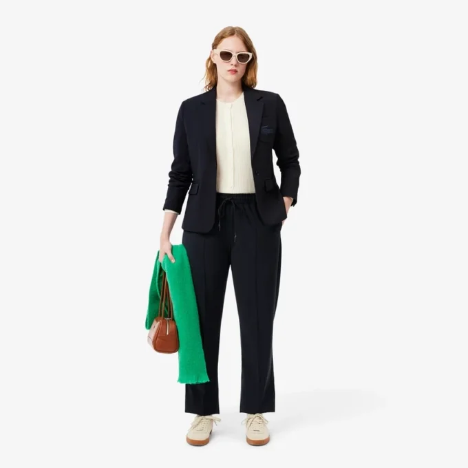 Blazer en laine slim fit avec logo brodé pour femme
