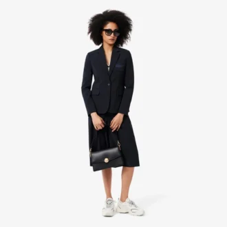 Blazer en laine slim fit avec logo brodé pour femme
