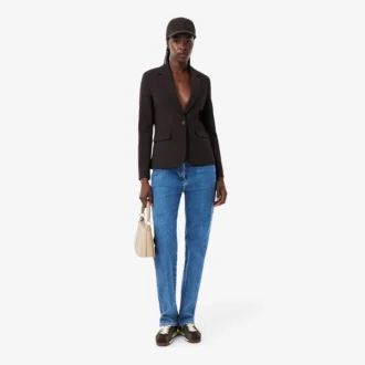 Blazer en laine slim fit avec logo brodé pour femme