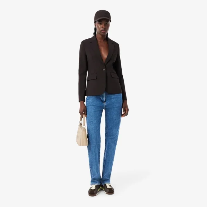 Blazer en laine slim fit avec logo brodé pour femme
