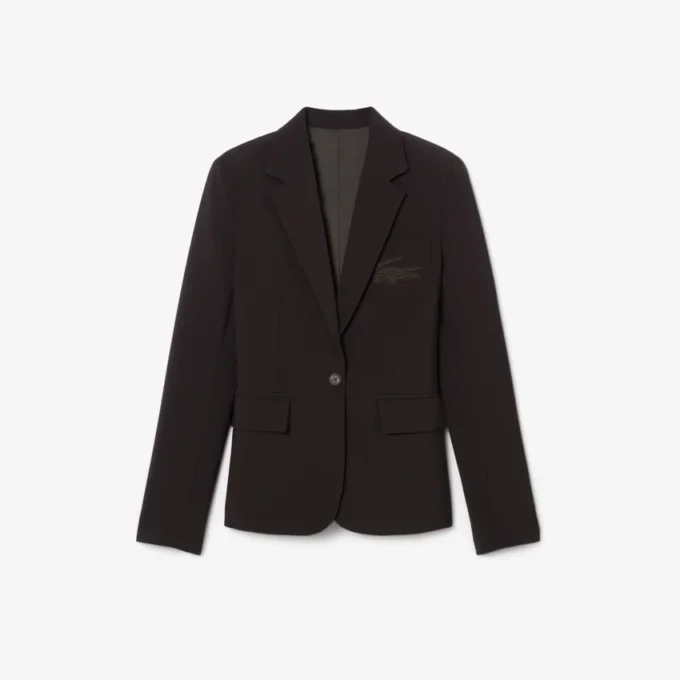 Blazer en laine slim fit avec logo brodé pour femme