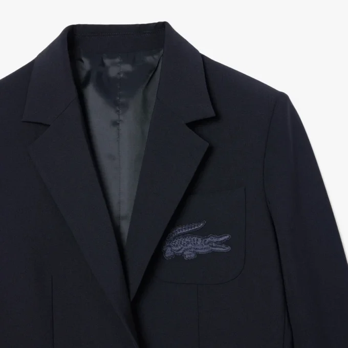 Blazer en laine slim fit avec logo brodé pour femme