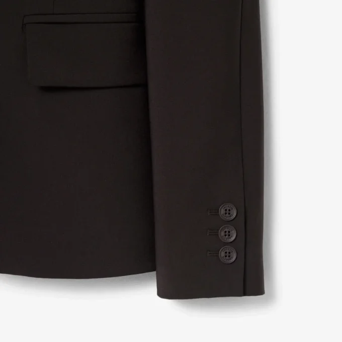 Blazer en laine slim fit avec logo brodé pour femme