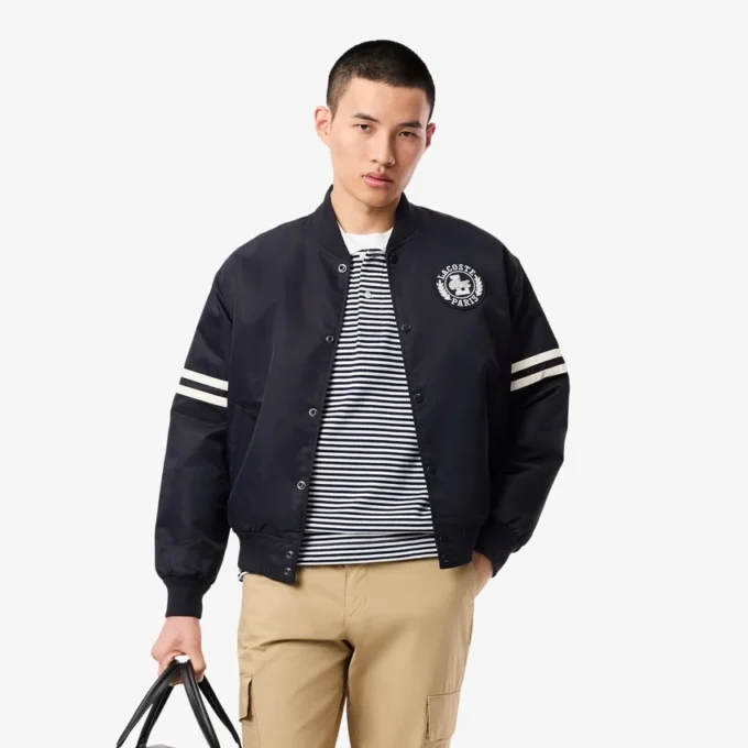 Blouson aviateur imperméable pour homme avec écusson brodé