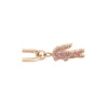Boucles d&rsquo;oreilles en or avec pendentif crocodile en cristal rose