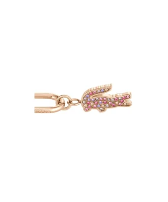 Boucles d&rsquo;oreilles en or avec pendentif crocodile en cristal rose
