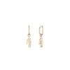 Boucles d&rsquo;oreilles en or avec pendentif crocodile en cristal rose