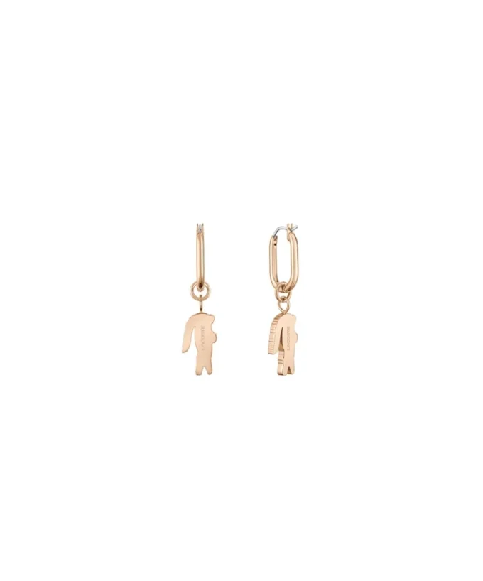 Boucles d&rsquo;oreilles en or avec pendentif crocodile en cristal rose