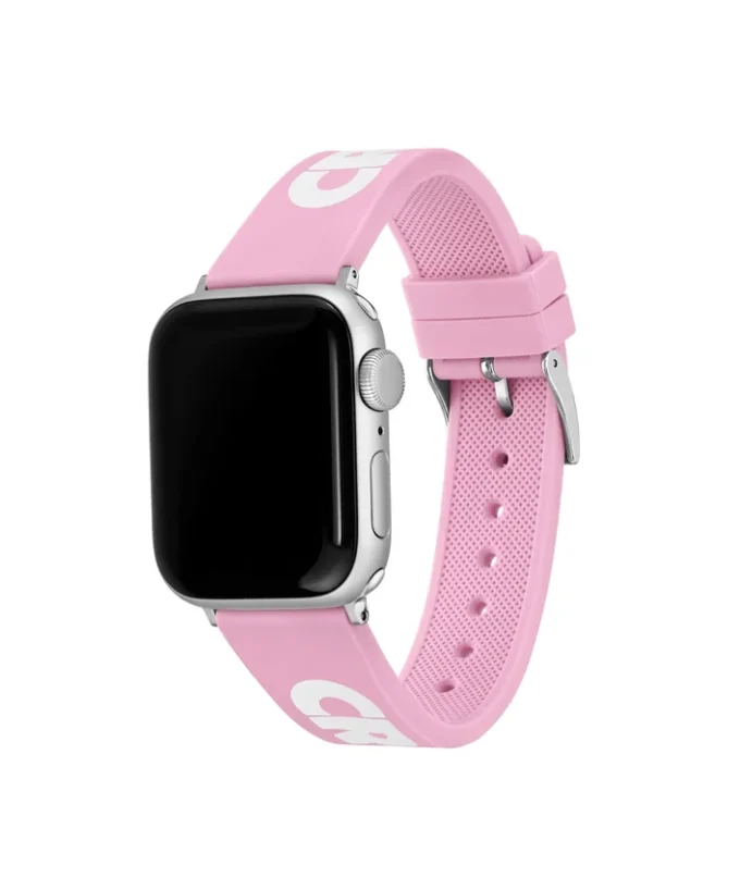 Bracelet Apple Watch en silicone rose imprimé crocodile