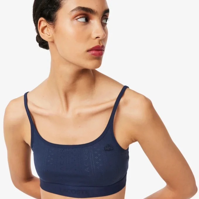 Bralette en pointelle avec logo