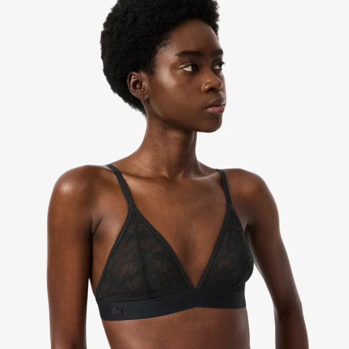 Bralette triangle en dentelle avec logo Bralette triangle en dentelle avec logo