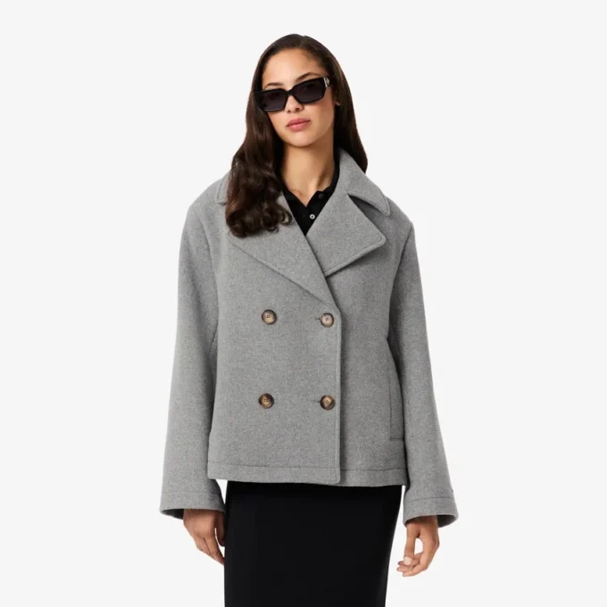 Cabane courte oversize en laine mélangée pour femme