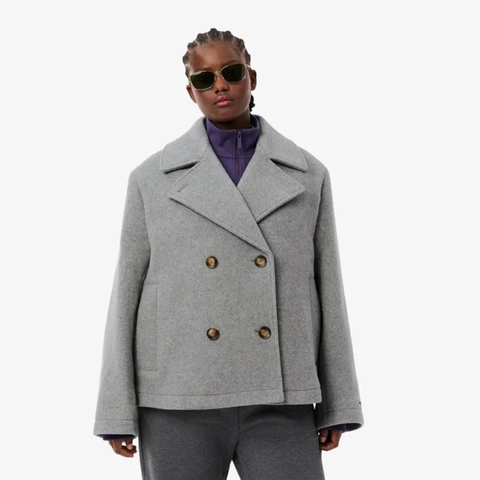 Cabane courte oversize en laine mélangée pour femme