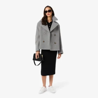 Cabane courte oversize en laine mélangée pour femme