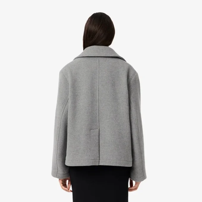 Cabane courte oversize en laine mélangée pour femme