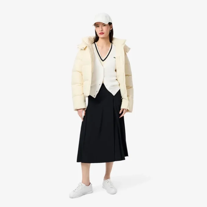 Cardigan en coton à col en V et maille Moss pour femme