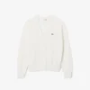 Cardigan en coton à col en V et maille Moss pour femme