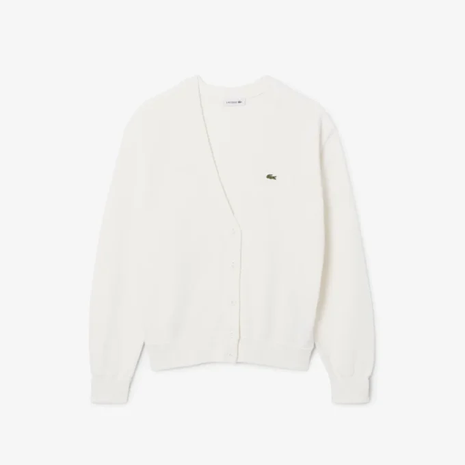 Cardigan en coton à col en V et maille Moss pour femme