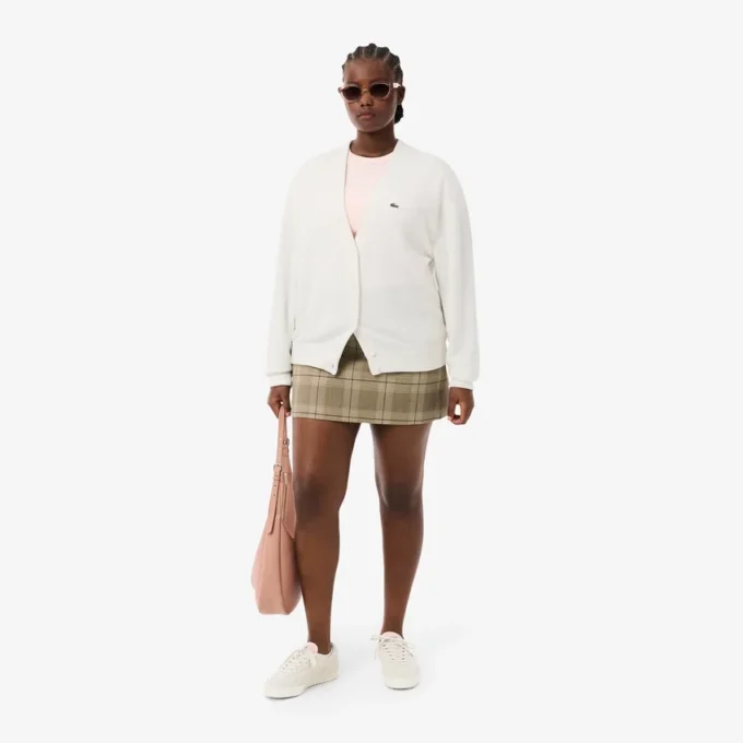 Cardigan en coton à col en V et maille Moss pour femme