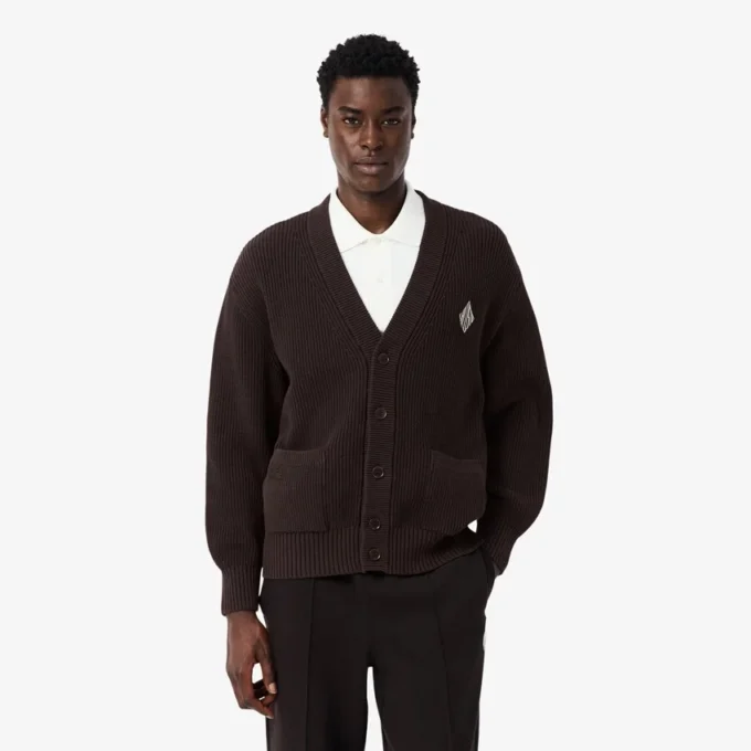 Cardigan en coton côtelé à la coupe décontractée