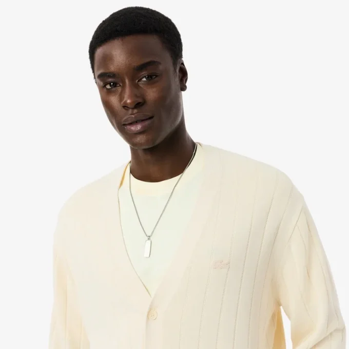 Cardigan en coton mélangé à côtes