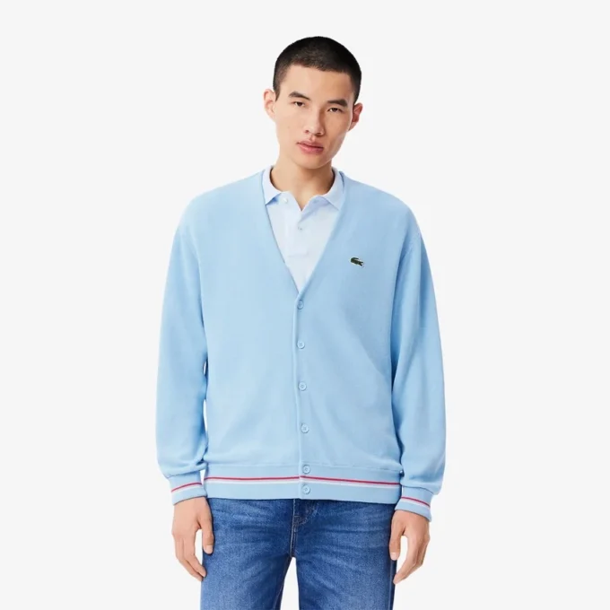 Cardigan en coton à rayures coupe décontractée pour homme