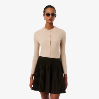 Cardigan en laine mérinos à côtes pour femme