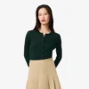 Cardigan en laine mérinos à côtes pour femme