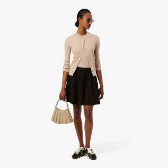 Cardigan en laine mérinos à côtes pour femme