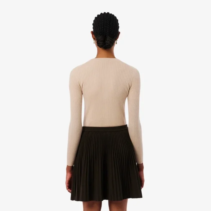 Cardigan en laine mérinos à côtes pour femme