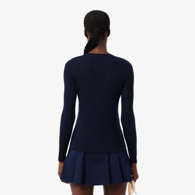 Cardigan en laine mérinos à côtes pour femme