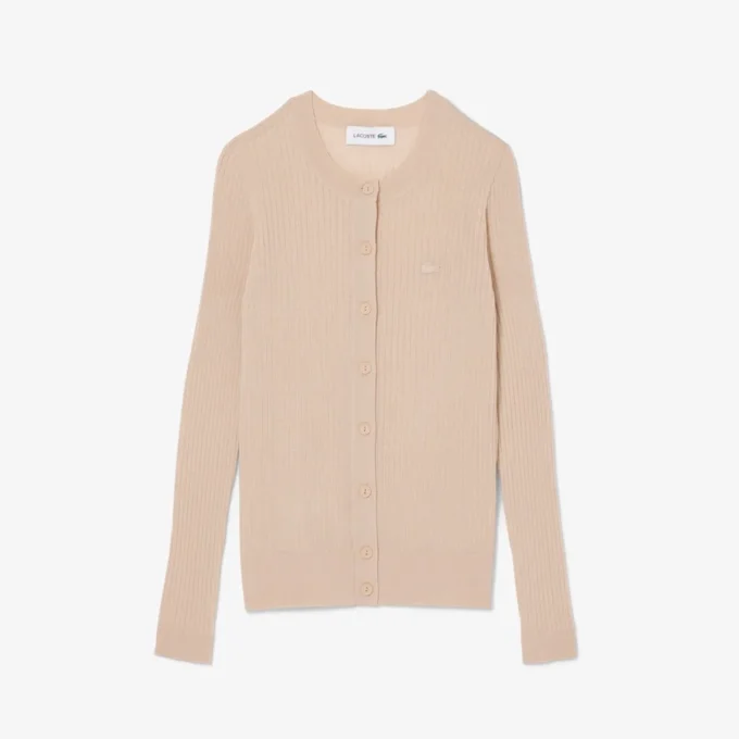 Cardigan en laine mérinos à côtes pour femme