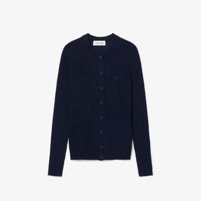 Cardigan en laine mérinos à côtes pour femme