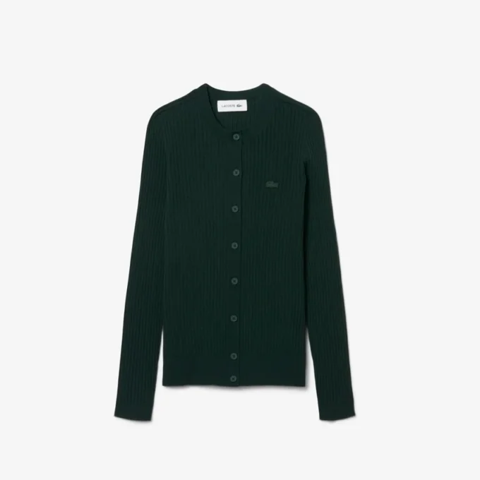 Cardigan en laine mérinos à côtes pour femme