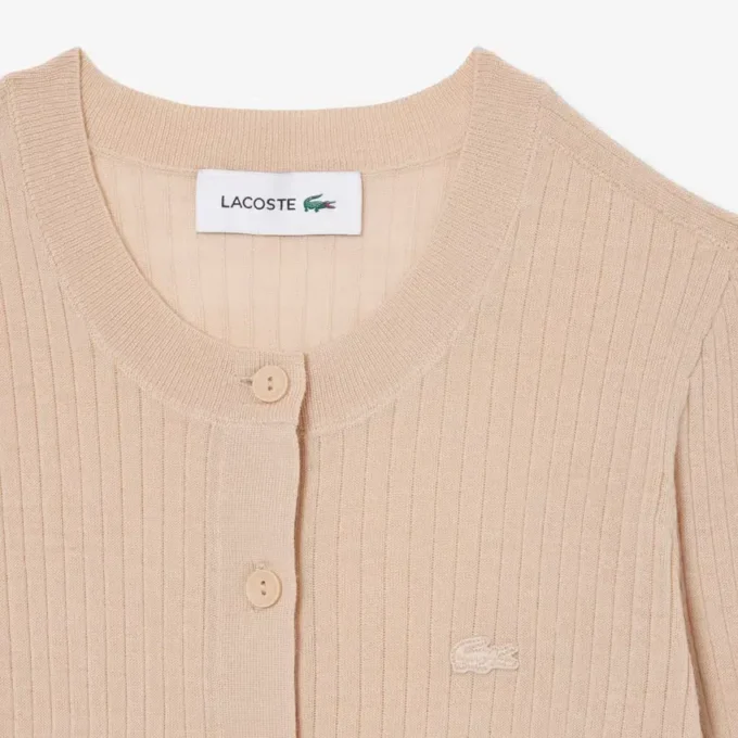Cardigan en laine mérinos à côtes pour femme