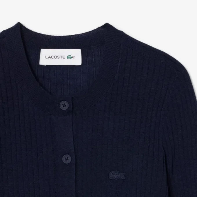 Cardigan en laine mérinos à côtes pour femme