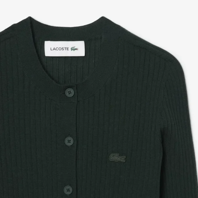 Cardigan en laine mérinos à côtes pour femme