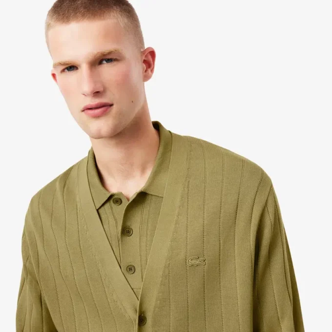 Cardigan en maille côtelée fluide pour homme