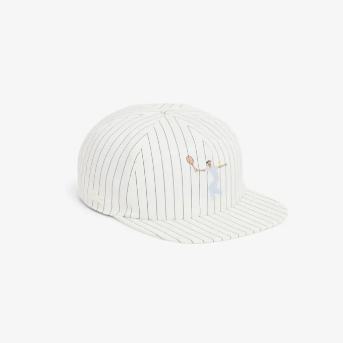 Casquette en sergé de coton brodé à rayures Casquette en sergé de coton brodé à rayures