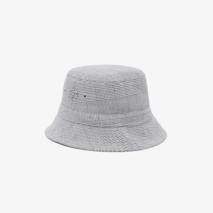 Chapeau seau unisexe en coton à carreaux double face Chapeau seau unisexe en coton à carreaux double face