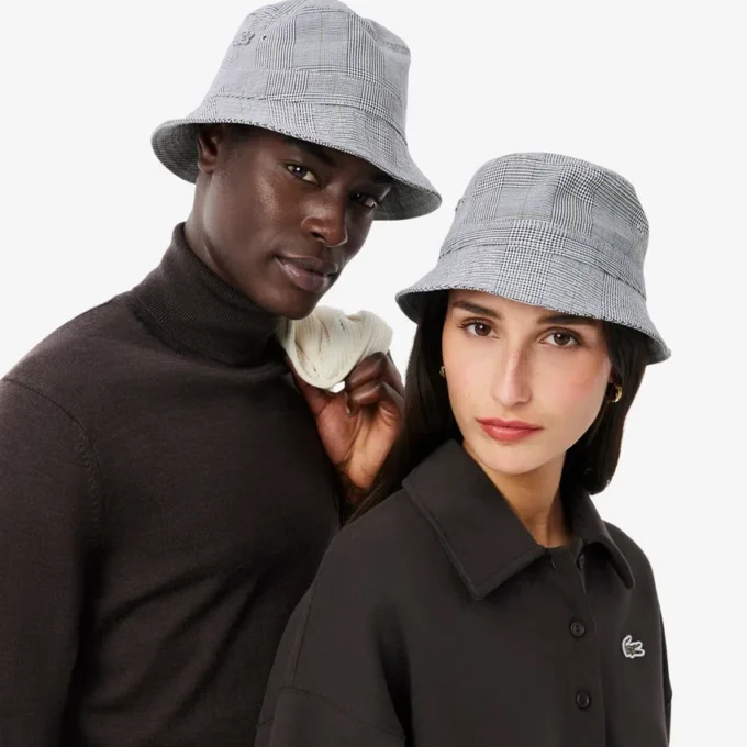 Chapeau seau unisexe en coton à carreaux double face Chapeau seau unisexe en coton à carreaux double face