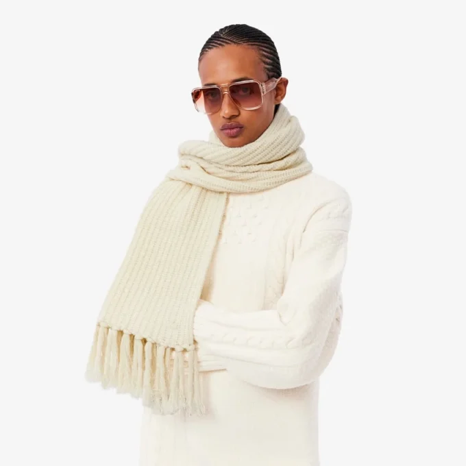 Écharpe en laine à franges pour femme Écharpe en laine à franges pour femme