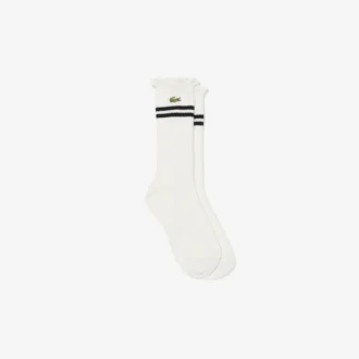 Chaussettes côtelées à bordure en dentelle pour femme