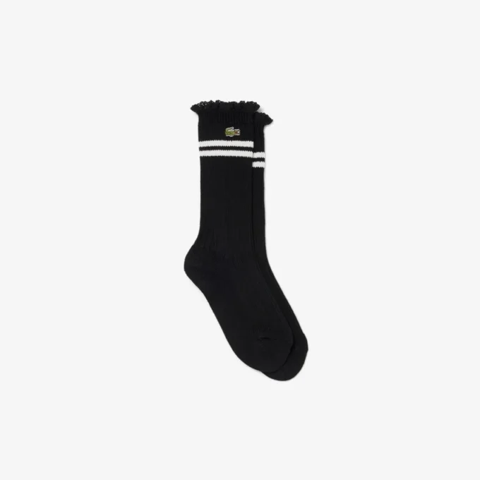 Chaussettes côtelées à bordure en dentelle pour femme Chaussettes côtelées à bordure en dentelle pour femme