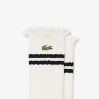 Chaussettes côtelées à bordure en dentelle pour femme