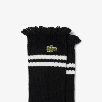 Chaussettes côtelées à bordure en dentelle pour femme