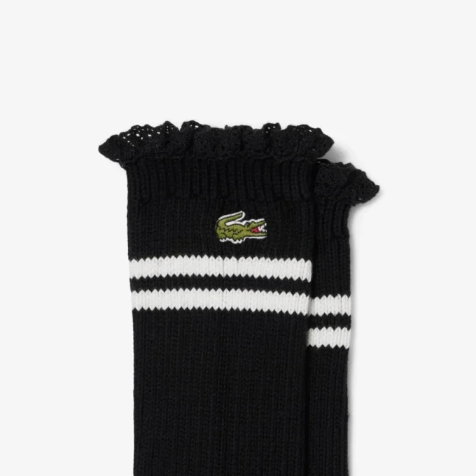 Chaussettes côtelées à bordure en dentelle pour femme Chaussettes côtelées à bordure en dentelle pour femme