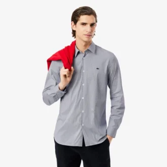 Chemise boutonnée à rayures stretch coupe slim pour homme